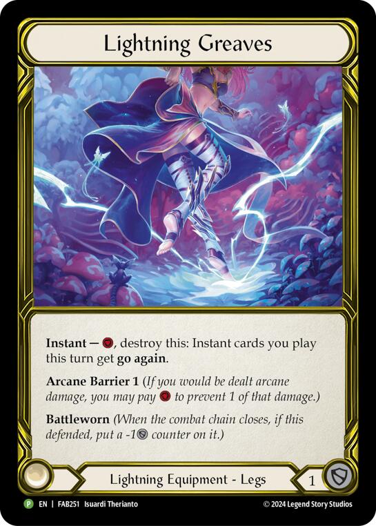 Lightning Greaves (Golden) [FAB251] (Promo)  Cold Foil Fashion