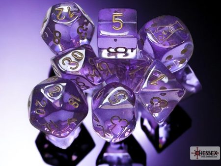 Chessex -  Lab Dice 7 Piece - Translucent - Lavender Gold (With Bonus Die) Supply