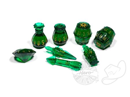 PolyHero Rogue 8 Dice Set - Emerald Emissary Hot on Sale